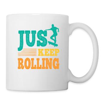 Skater Just Keep Rolling - Vintage Skateboarder - Tasse - Weiß - Rechts