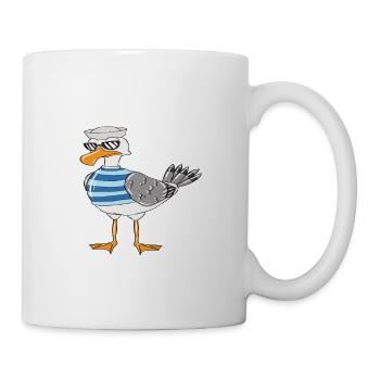 Coole Möwe Mach's Wie Die Möwe Kack Drauf! - Tasse - Weiß - Rechts