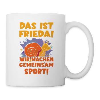 Das ist Frieda Wir machen gemeinsam Sport Joggen - Tasse - Weiß - Rechts