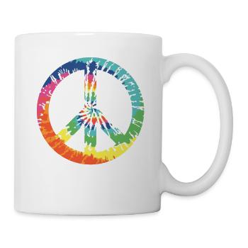 Paix Peacezeichen Flower Power Hippie Fleurs colorées - Mug blanc - blanc - Droite
