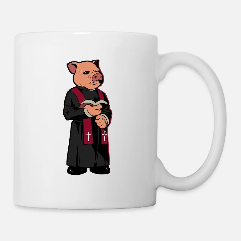 Pig Priest - Cochon avec Bible - Mug blanc - blanc
