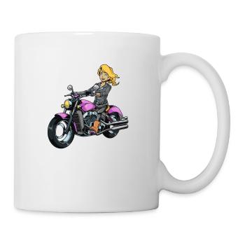 Girl on motorcycle - Mug - white - Right