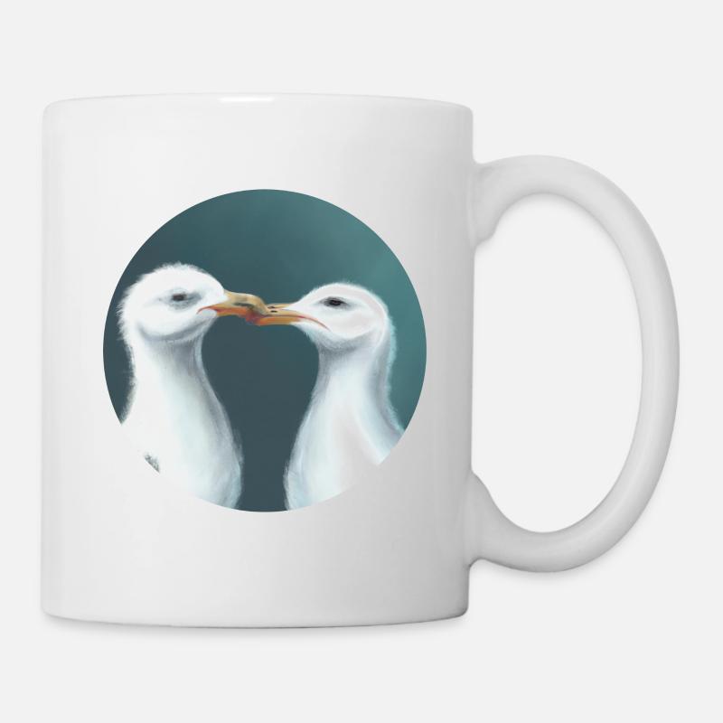 Küssende Möwen - Tasse - Weiß