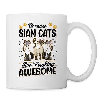Because Siam Cats are freaking awesome - Mug - white - Right