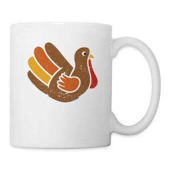 Lustige Türkei Hand Thanksgiving Day Retro Vintage - Tasse - Weiß - Rechts