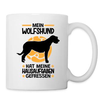 Irischer Wolfshund hat Hausaufgaben gefressen - Tasse - Weiß - Rechts