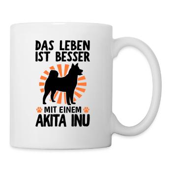 Leben ist besser mit Akita Inu japanischer Spitz - Tasse - Weiß - Rechts