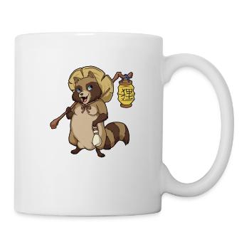 Japanische Yokai Figur Tanuki - Tasse - Weiß - Rechts