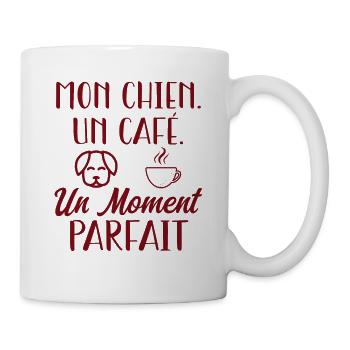 Mon chien,un café, moment parfait. Cadeau original - Mug blanc - blanc - Droite