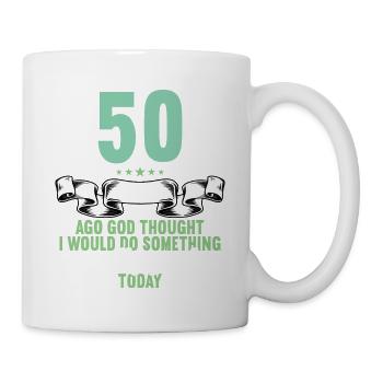 50 years ago God thought good 50 birthday - Mug - white - Right