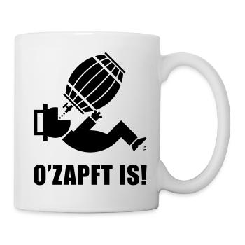 O’Zapft Is! (Bier / Biertrinker Unter Bierfass) - Tasse - Weiß - Rechts