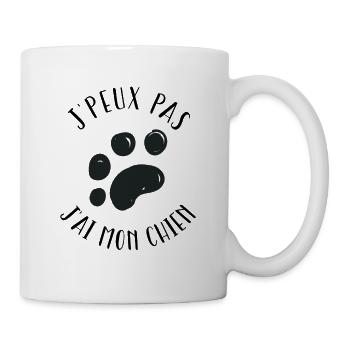 j'Peux pas j'ai mon chien - Mug blanc - blanc - Droite