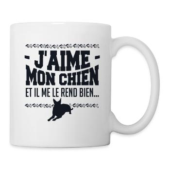 J aime mon chien - Mug blanc - blanc - Droite