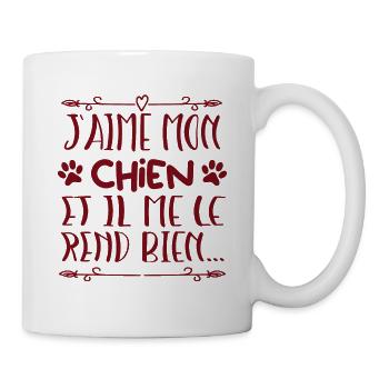J aime mon chien - Mug blanc - blanc - Droite