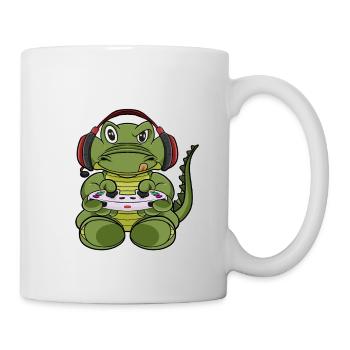 Crocodile With Gaming Controller I Funny Gaming I - Tasse - Weiß - Rechts