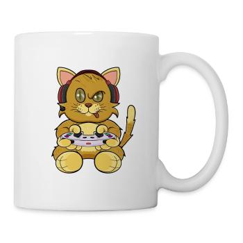 Kitten Cat With Gaming Controller I Funny Gaming - Tasse - Weiß - Rechts