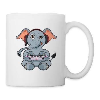 Elephant With Gaming Controller I Funny Gaming I - Tasse - Weiß - Rechts