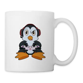Penguin With Gaming Controller I Funny Gaming I - Tasse - Weiß - Rechts