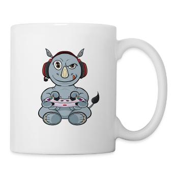 Rhino With Gaming Controller I Funny Gaming I - Tasse - Weiß - Rechts