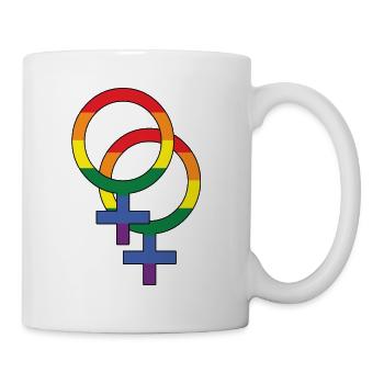 Lesbian Rainbow Queer LGBTQ Gay Pride CSD - Mug - white - Right