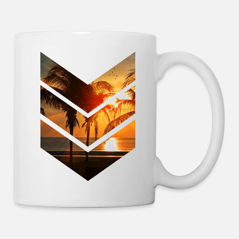 Tropical sunset in geometric design - Mug - white