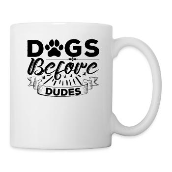 Chiens devant les gars - Mug blanc - blanc - Droite