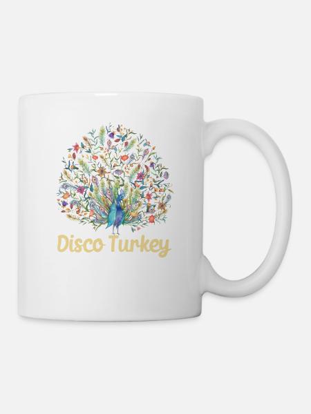 Disco Turquie Drôle De Plumes de Paon Fantaisie Merci - Mug blanc - blanc