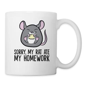 Sorry My Rat Ate My Homework School Funny Pet Rat - Tasse - Weiß - Rechts