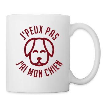 j'Peux pas j'ai mon chien - Mug blanc - blanc - Droite