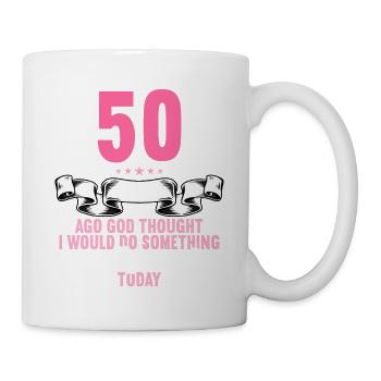 50 years ago God thought good 50 birthday - Mug - white - Right