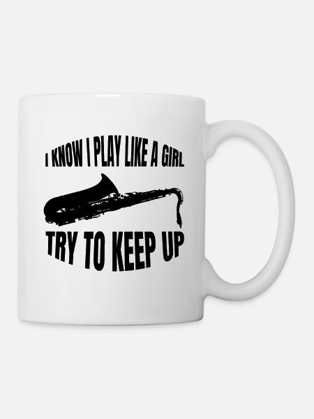 Saxophone Fille Saxophoniste Saxophone Femme Musique - Mug blanc - blanc