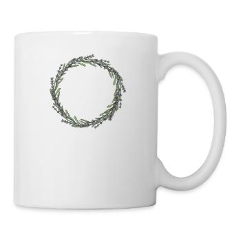 Lavendel I Team Braut Blumenkranz Hochzeit Boho - Tasse - Weiß - Rechts