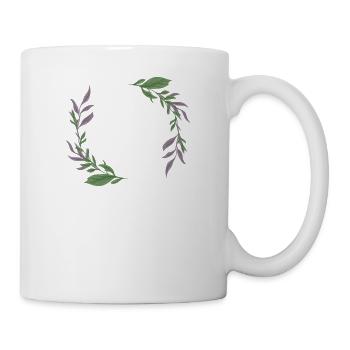 Lavendel I Team Braut Blumenkranz Hochzeit Boho - Tasse - Weiß - Rechts
