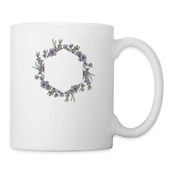 Lavendel I Team Braut Blumenkranz Hochzeit Boho - Tasse - Weiß - Rechts