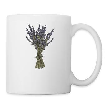 Lavendel I Team Braut Blumenkranz Hochzeit Boho - Tasse - Weiß - Rechts