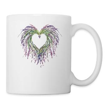Lavendel I Team Braut Blumenkranz Hochzeit Boho - Tasse - Weiß - Rechts