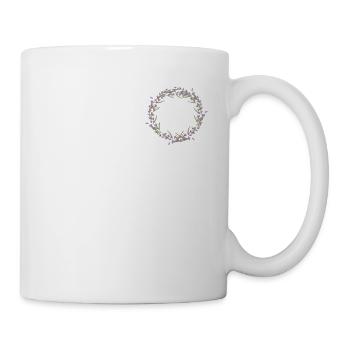 Lavendel I Team Braut Blumenkranz Hochzeit Boho - Tasse - Weiß - Rechts