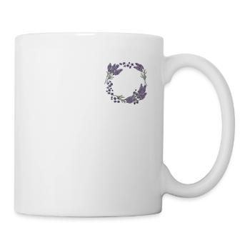 Lavendel I Team Braut Blumenkranz Hochzeit Boho - Tasse - Weiß - Rechts