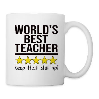 Classement par étoiles du meilleur enseignant au monde - Mug blanc - blanc - Droite