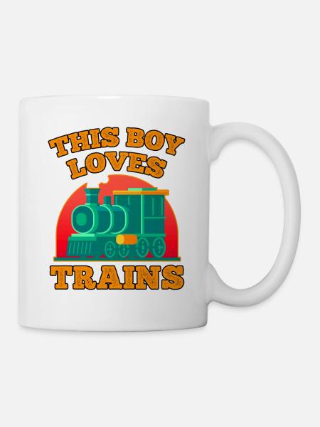 Ce garçon adore les locomotives de train! Cadeau enfant - Mug blanc - blanc