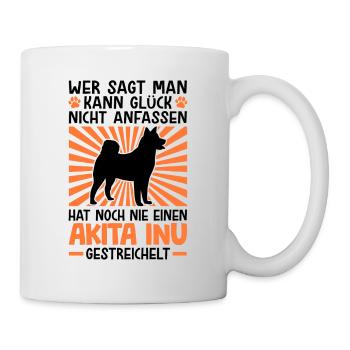 Akita Inu Glück anfassen japanischer Spitz - Tasse - Weiß - Rechts