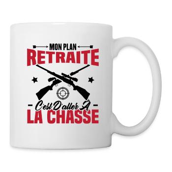 Mon plan retraite c'est d'aller à la chasse - Mug blanc - blanc - Droite