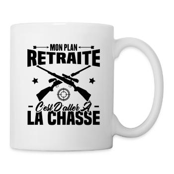 Mon plan retraite c'est d'aller à la chasse - Mug blanc - blanc - Droite