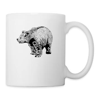 Black and White Drawing - Brown Bear - Mug - white - Right