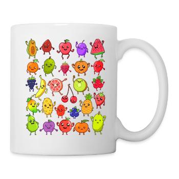 Comic Kawaii Früchte - Tasse - Weiß - Rechts
