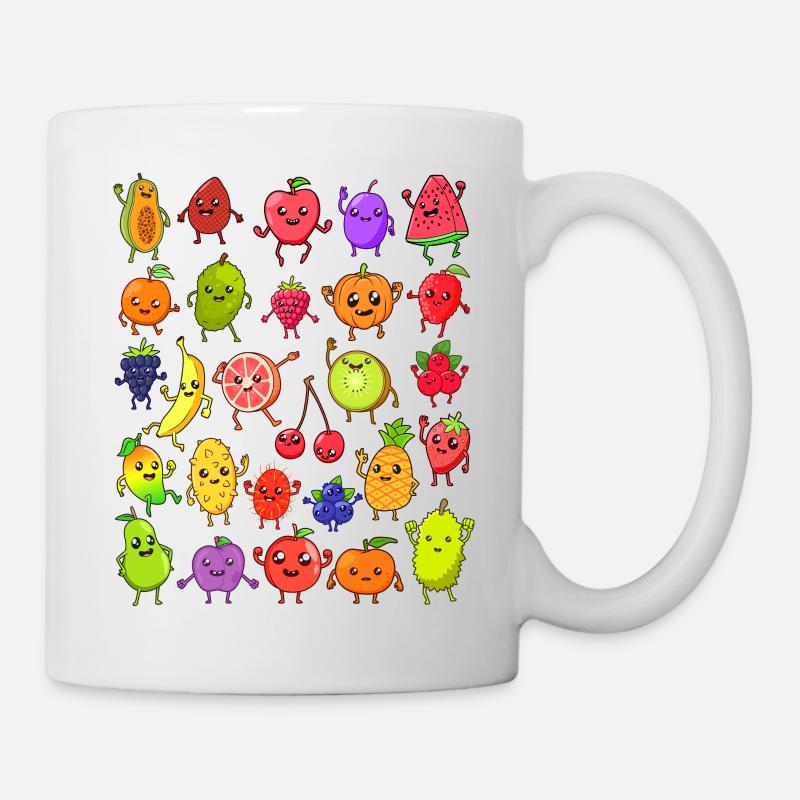 Comic Kawaii Früchte - Tasse - Weiß