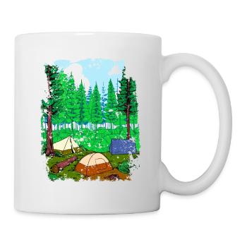 Campen im Zelt und im Wald - Camping - Tasse - Weiß - Rechts