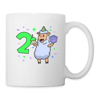 Avec mouton - anniversaire de fille 2 ans - Mug blanc - blanc - Droite