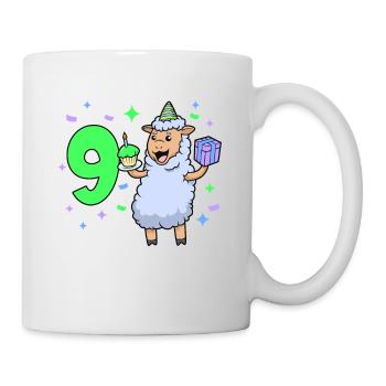 Mit Schaf - Mädchen Geburtstag 9 Jahre - Tasse - Weiß - Rechts