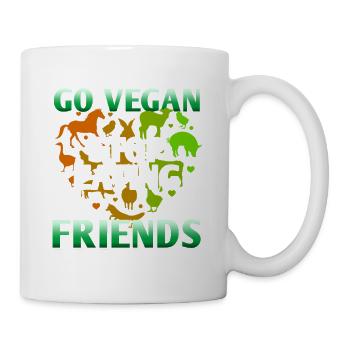 Go Vegan Stop Eating Friends Cool Retro Vegan - Mug - white - Right